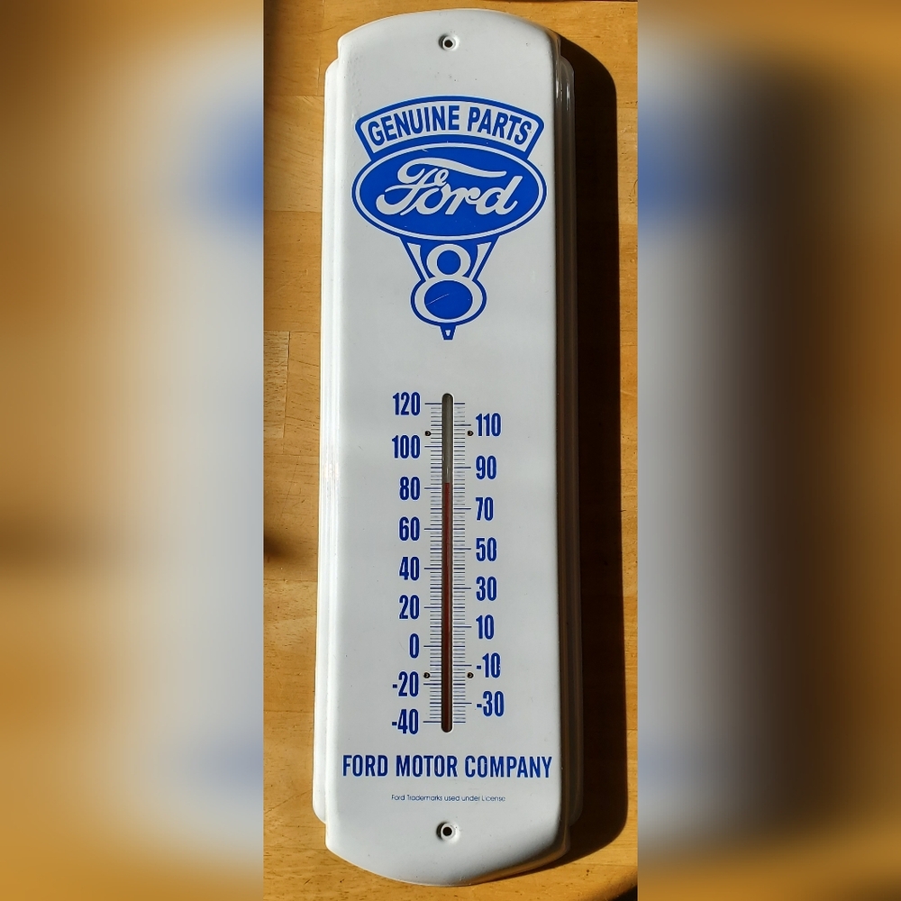 Ford Genuine Parts Blue and White Thermometer